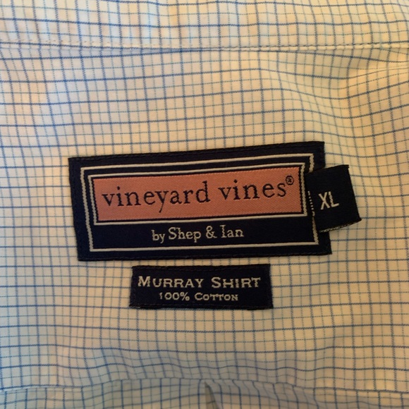 Vineyard Vines Men's Shirt XL White and Blue Plaid Murray by Shep & Ian Cotton - Picture 1 of 8